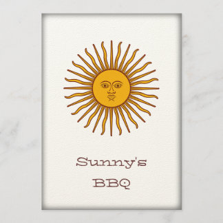 Guld- sol av inbjudan för majBBQ-party