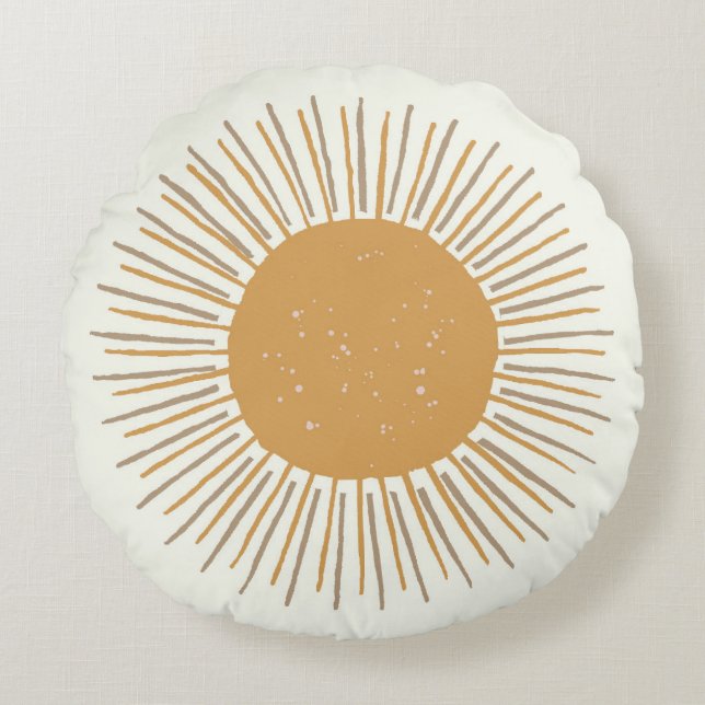 Guld sol boho (grodlårtorka), daghemsdeka rund kudde (Framsidan)