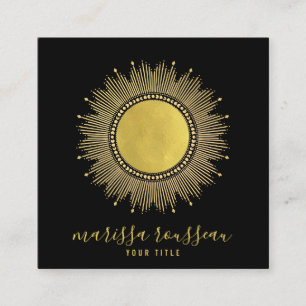 Guld Sol Faux Foil Mandala Black Jewelry Designer Fyrkantigt Visitkort