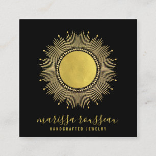 Guld Sol Faux Foil Mandala Black Jewelry Designer Fyrkantigt Visitkort