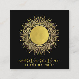 Guld Sol Faux Foil Mandala Black Jewelry Designer Fyrkantigt Visitkort
