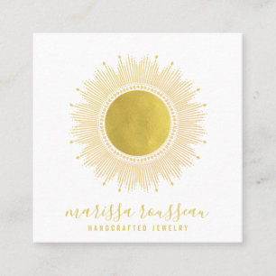 Guld Sol Faux Foil Mandala Black Jewelry Designer Fyrkantigt Visitkort