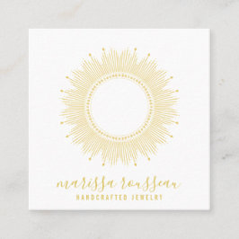 Guld Sol Faux Foil Mandala Jewelry Designer Fyrkantigt Visitkort