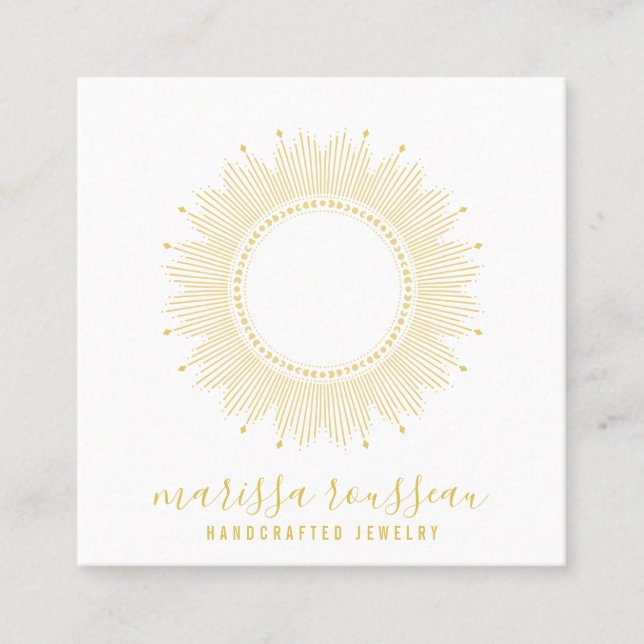 Guld Sol Faux Foil Mandala Jewelry Designer Fyrkantigt Visitkort (Framsida)