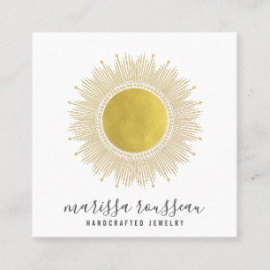 Guld Sol Faux Foil Mandala Jewelry Designer Fyrkantigt Visitkort