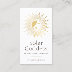 Guld Sol Goddess Girl Spray Tanning Salon Logotyp Visitkort