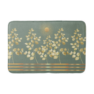 Guld Sol Grenar Löv Bath Mat Badrumsmatta