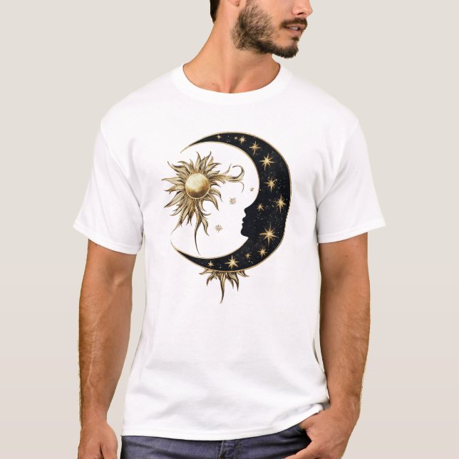 Guld Sol & Måne T-Shirt (Framsida)