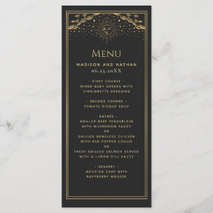 Guld Sol och Måne Tarot Bröllop Flat Menu Meny