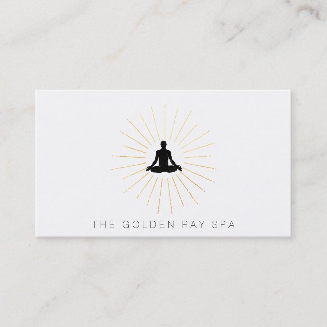 *~* Guld Sol Rays Man Meditation Lotus Pose Visitkort (Framsida)