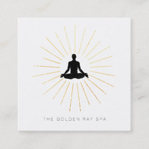 *~* Guld Sol Rays Man Meditation Yoga Pose Fyrkantigt Visitkort