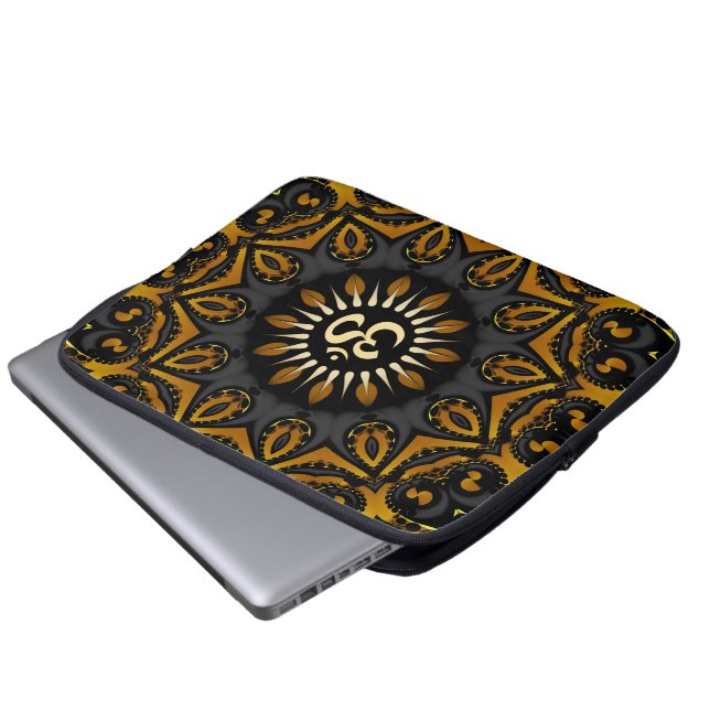 Guld Solar Aum Blomma Laptopfodral Laptop Sleeve (Framre botten)