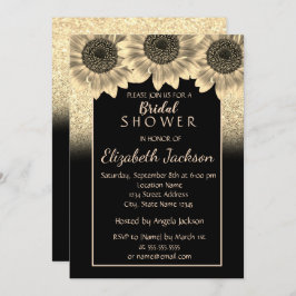 Guld, Solblommor, Glitter Möhippan Inbjudningar