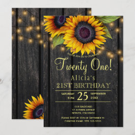 Guld solblommor land lingträ 21 inbjudningar