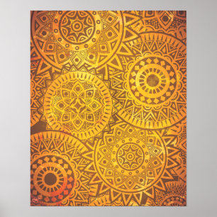 Guld- solmönster för Faux Poster