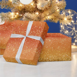 Guld Solnedgång Blandad Orange Glitter Mönster Presentpapper