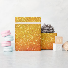 Guld Solnedgång Blandad Orange Glitter Mönster Presentpapper