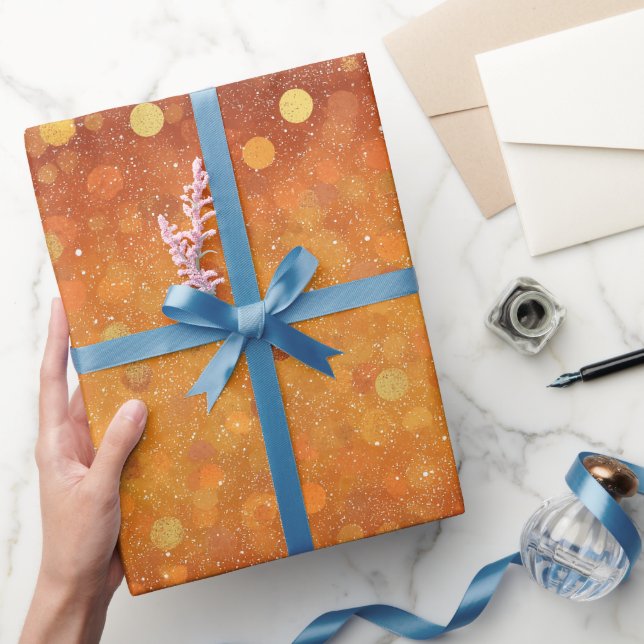 Guld Solnedgång Blandad Orange Glitter Mönster Presentpapper (Gifting)