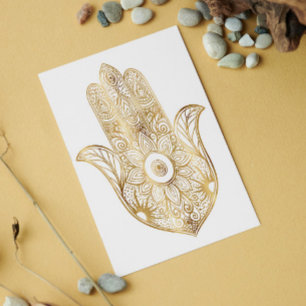 Guld Solros Hamsa Hand Kort