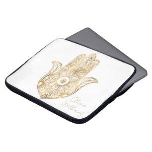Guld Solros Hamsa Hand Laptop Fodral