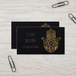 Guld Solros Hamsa Hand Visitkort