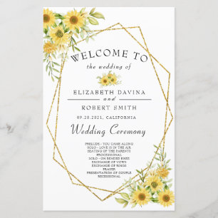 Guld Solrosgeometric Rustic Elegant bröllop