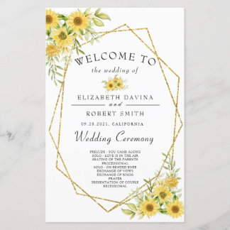 Guld Solrosgeometric Rustic Elegant bröllop