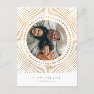 Guld solstrålning ram art deco familjefoto Semeste Vykort