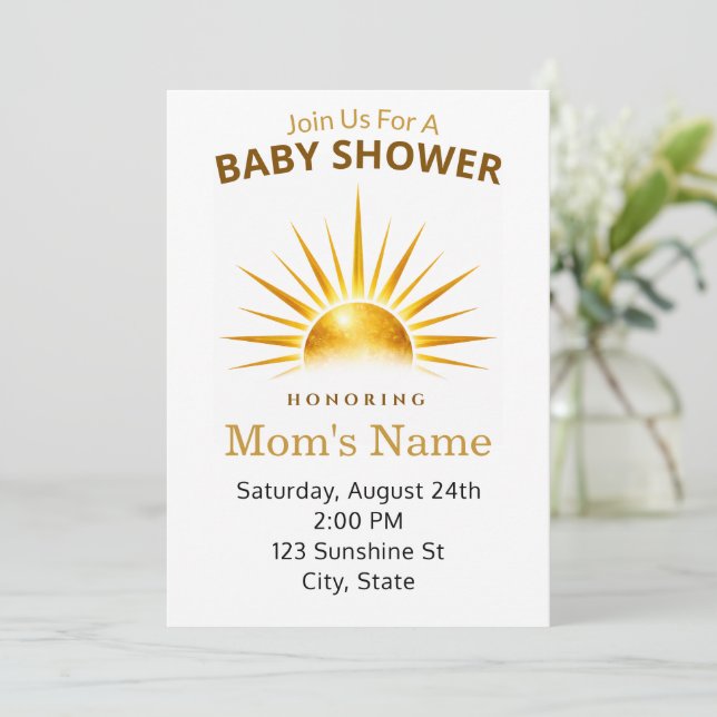 Guld Soluppgång Baby Shower Firande Inbjudningar (Stående Fram)
