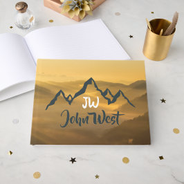 Guld soluppgång personlig märke berg monogram gästböcker