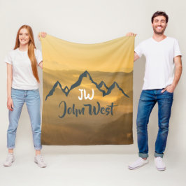 Guld soluppgång personlig monogram berg fleecefilt