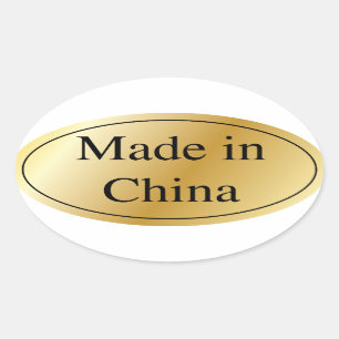 Guld som göras i china ovalt klistermärke