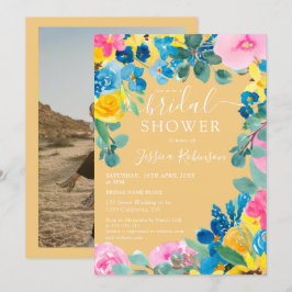 Guld sommarfotomöhippa för blommigt inbjudningar