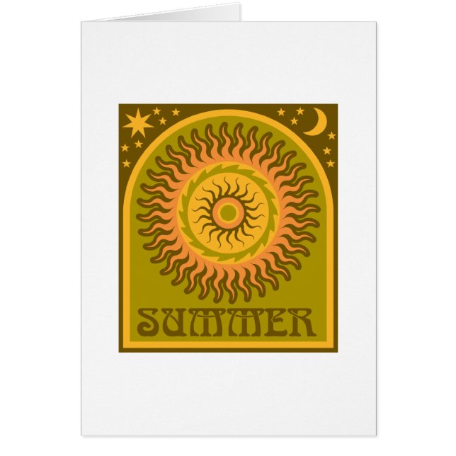 Guld- sommarsol hälsningskort (Framsidan)