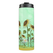 Guld- sommarsolrosillustration på Mintgrönt