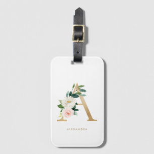 Guld Söt Blommigt Brev A Monogram Bridesmaid Bagagebricka