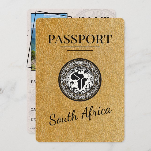Guld South Afrika Passport Spara Datumet (Fram/baksida)