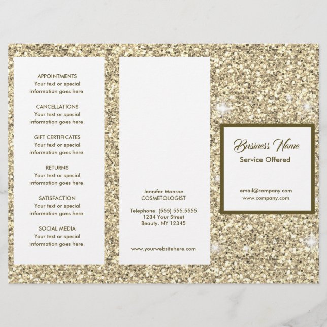 Guld Spa, massage, Hairstylist Menu & Pricing Reklamblad (Framsidan)