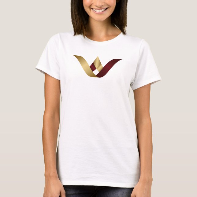 Guld Spa och Skönhet Monogram Bokstav V T Shirt (Framsida)