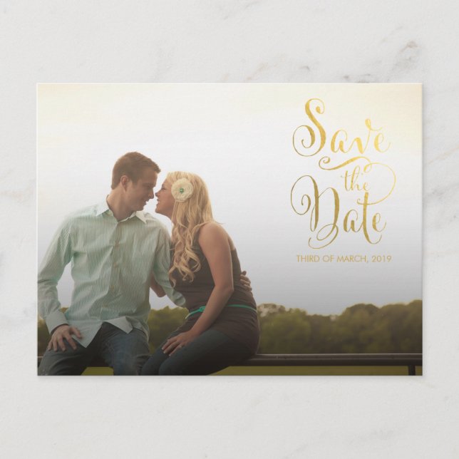 Guld Spara datumtypografimeddelandet Vykort (Framsida)