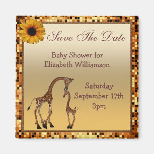 Guld- spara för mamma- & babygiraff daterababy magnet