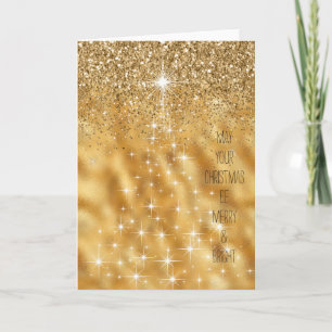 Guld Sparande Ljus Merry & Bright Julgran Helgkort