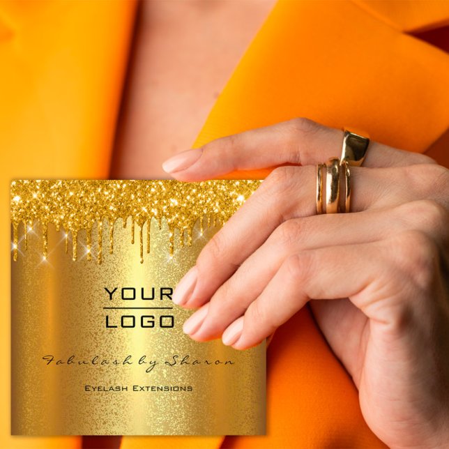 Guld Spark Makeup Artist Event Planner Beauty Logo Fyrkantigt Visitkort (Gold Spark Makeup Artist Event Planner Beauty Logo Square Business Card)