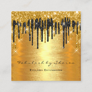 Guld Spark Makeup Artist Lash Black Dricks Lux Fyrkantigt Visitkort