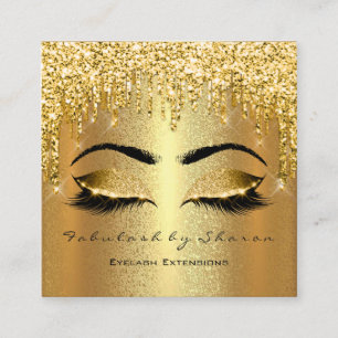 Guld Spark Makeup Artist Lash Logotyp Lux Fyrkantigt Visitkort