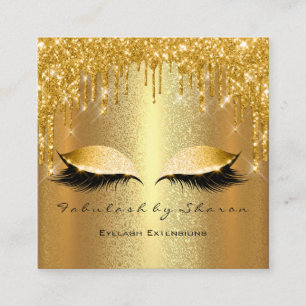Guld Spark Makeup Artist Lash Logotyp Lux Fyrkantigt Visitkort