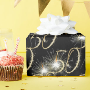 Guld Sparklers för 50:e födelsedagen Presentpapper