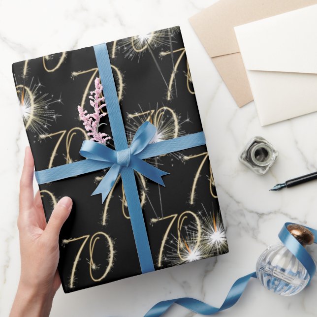 Guld Sparklers för 70:e födelsedagen Presentpapper (Gifting)