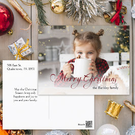 Guld Sparkles God jul Calligraphy Photo Helg Vykort