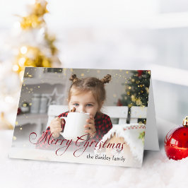 Guld Sparkles God jul Calligraphy Photo Helgkort